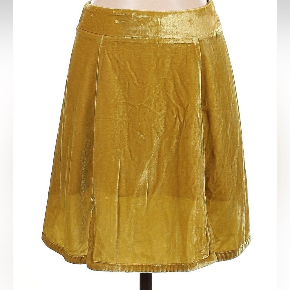 For Love & Lemons Beatrix Chartreuse Velvet Skirt small - Picture 2 of 10